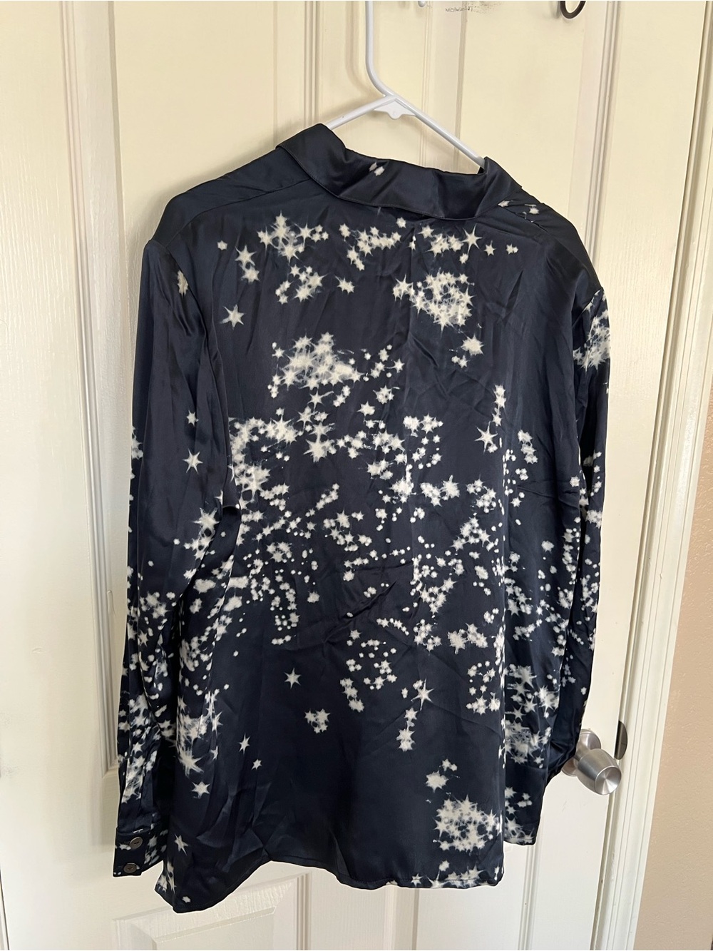 Jaeger 100% Silk Star Print Blouse Muted Black Celestial UK 18 US 16 - Picture 9 of 10
